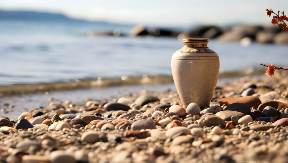 Eine Urne am Strand